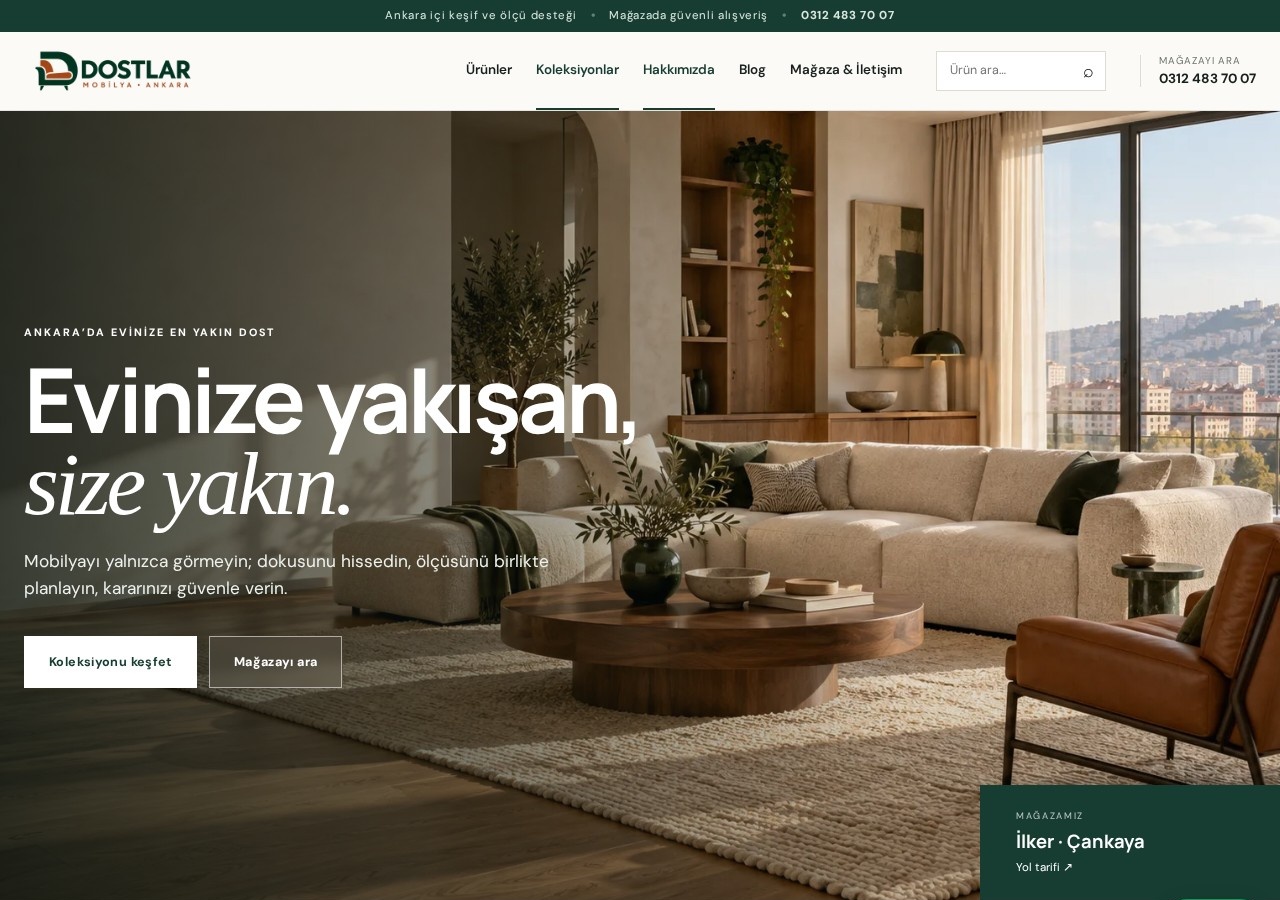 Dostlar Mobilya — Kurumsal web sitesi ekran görüntüsü